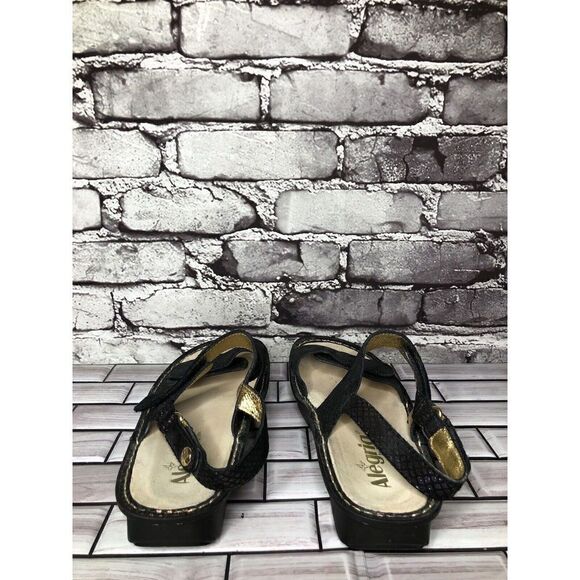 Alegria VER-582 Black Multicolor Shimmer Strap Wedge Sandals Women Sz 37EU/6.5US - Picture 7 of 16